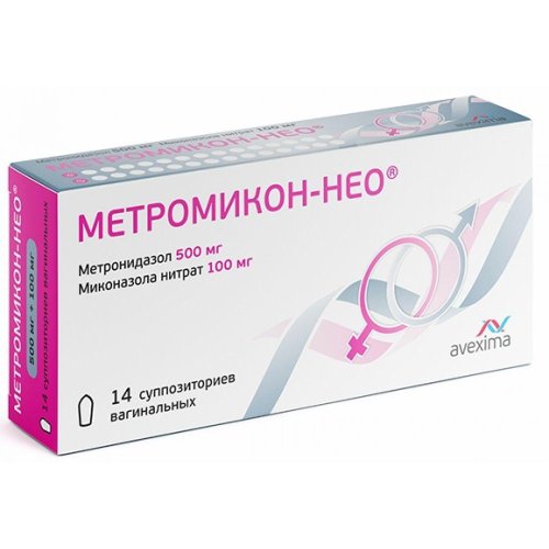 Метромикон-нео супп.ваг. 500мг+100мг №14